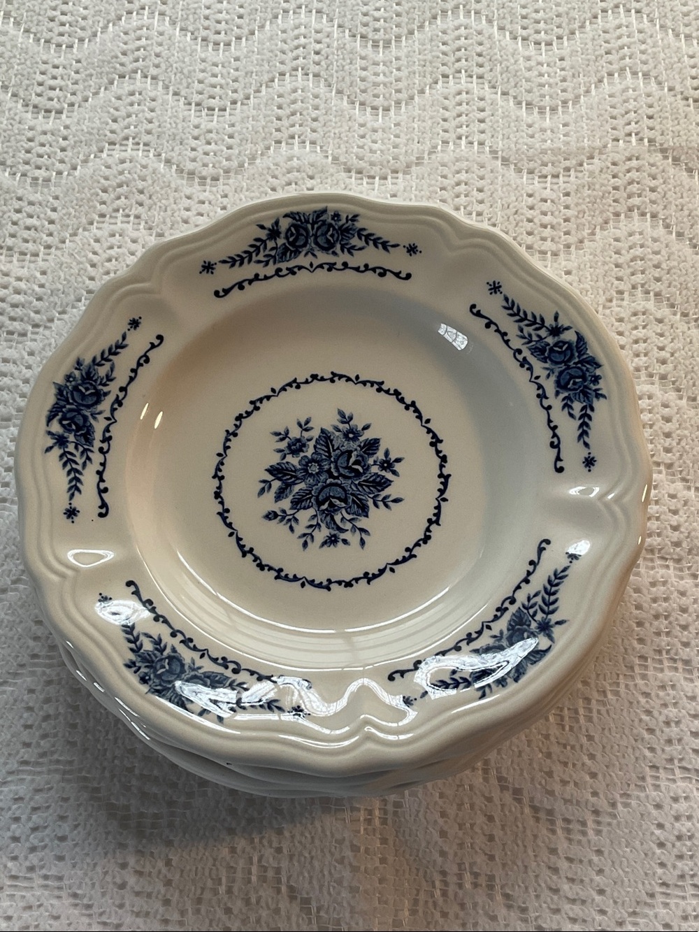 Ironstone Mayhill Federalist Blue & White Floral Sandwich 7.5” Plates